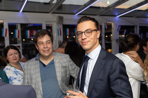 Maksymilian Woroszylo, ADR youth wing leader, on right, seen at the party’s election night HQ, 8 October 2023. Photo: Romain Gamba/Maison Moderne