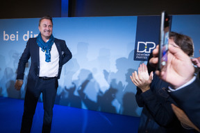 PM Xavier Bettel is seen at the DP election night HQ, held at Chouchou in Hollerich, 8 October 2023. Photo: Nader Ghavami