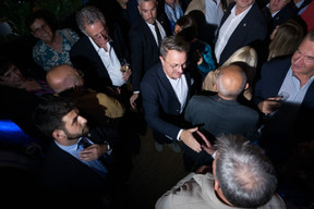PM Xavier Bettel is seen at the DP election night HQ, held at Chouchou in Hollerich, 8 October 2023. Photo: Nader Ghavami