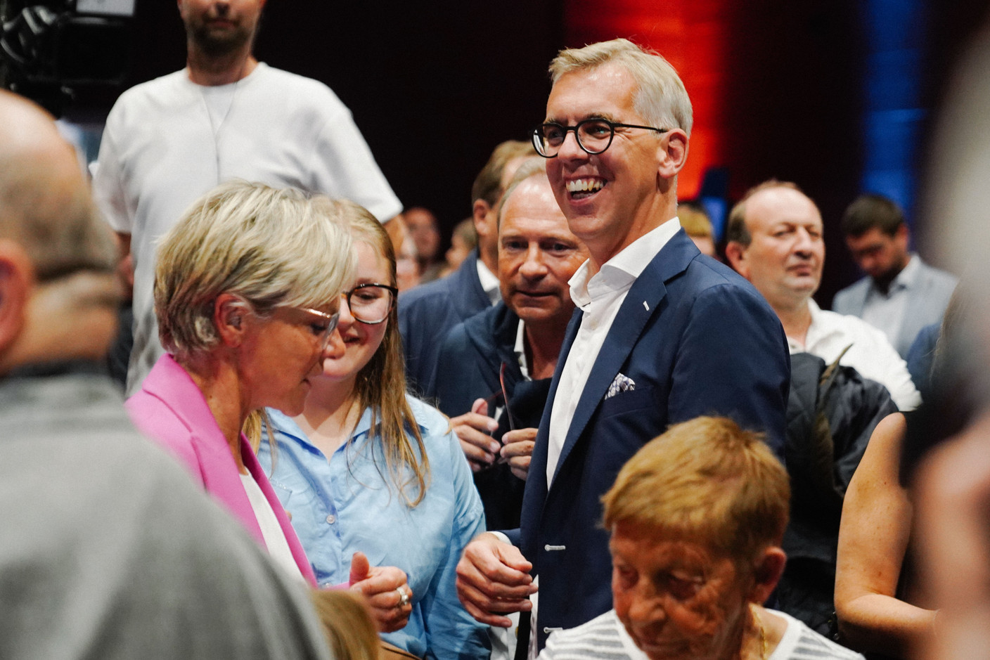 Léon Gloden, CSV MP, seen at the party’s election night HQ, 8 October 2023. Photo: Morris Kemp/Maison Moderne