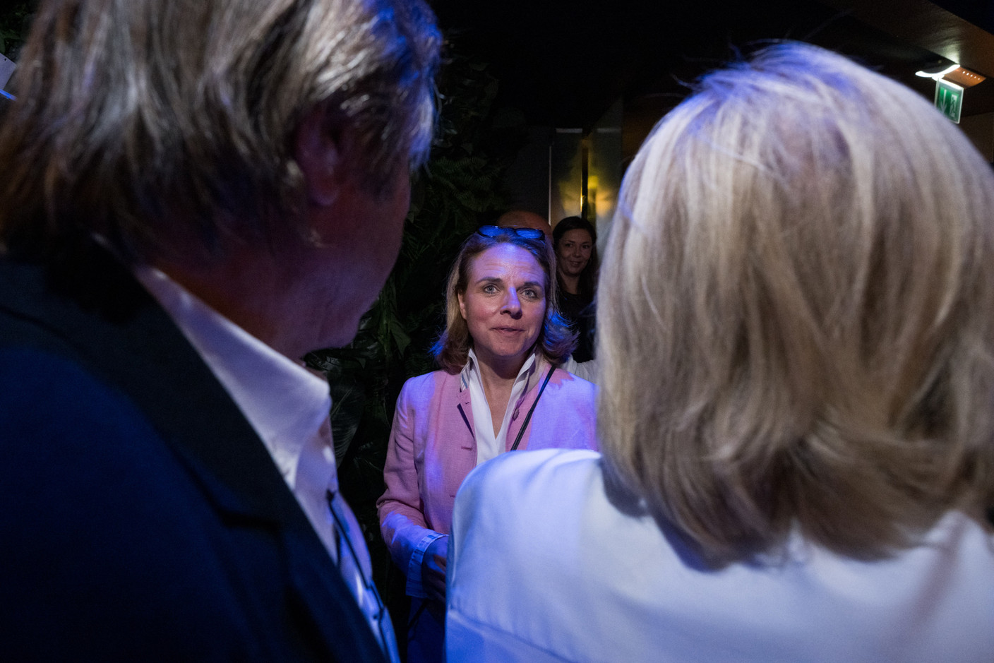 Re-elected MP Corinne Cahen seen at the DP election night HQ, 8 October 2023. Photo: Nader Ghavami