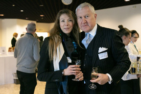 Carmen Rimondini, attorney, and Richard Hawel, European Property & Estate, seen during the British Chamber of Commerce for Luxembourg’s annual Christmas luncheon, 8 December 2023. Photo: Matic Zorman / Maison Moderne