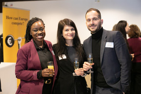 Mary Appiah, Maria Diacenco and Benjamin Bodson, all with DO Recruitment Advisors, seen during the BCC’s annual Christmas luncheon, 8 December 2023. Photo: Matic Zorman / Maison Moderne