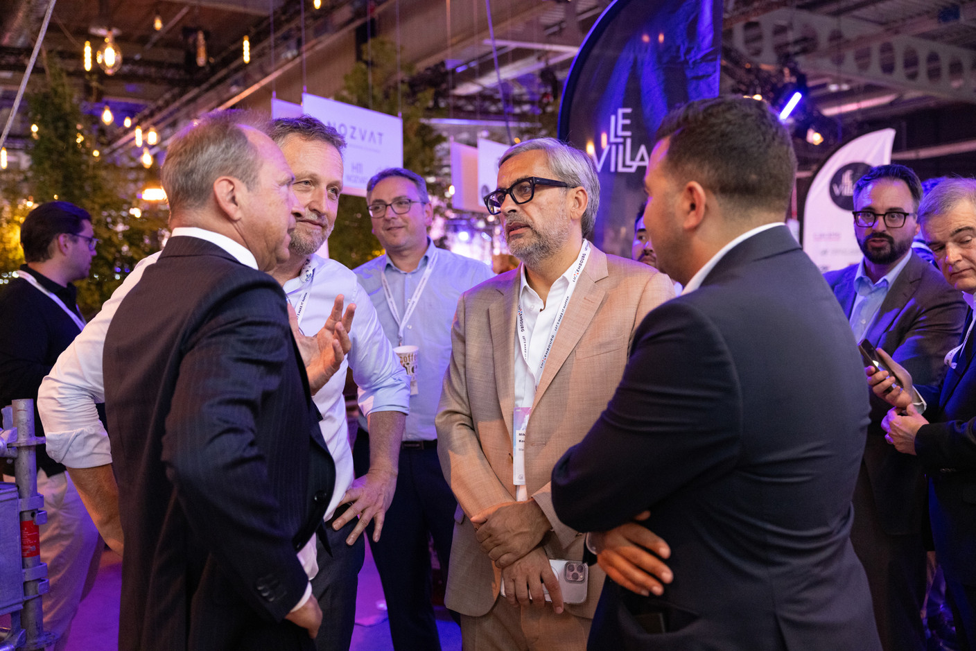 Gilles Roth (minister of finance, CSV), Georges Bock (Moniflo), Mike Koedinger (Maison Moderne) and Kamel Amroune (The Dots). Photos: Eva Krins, Marie Russillo and Romain Gamba