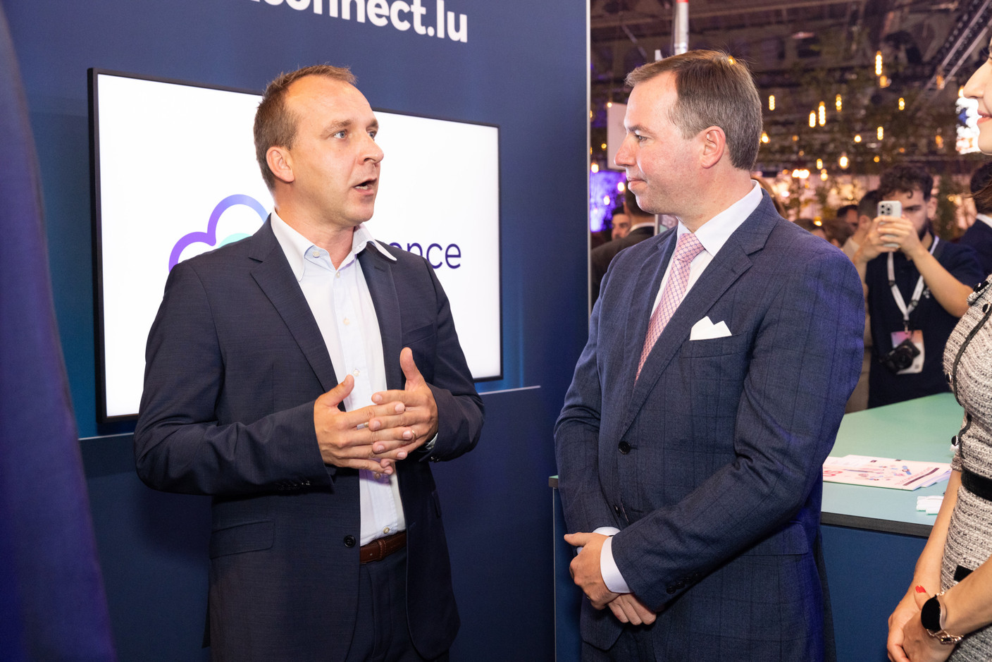 Paul Konsbruck (LuxConnect) and Crown Prince Guillaume during Nexus2050, 26 June 2024. Photos: Eva Krins, Marie Russillo and Romain Gamba