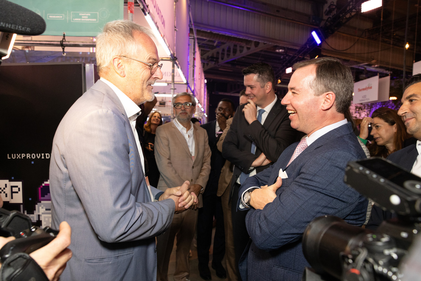 Arnaud Lambert (LuxProvide) and Crown Prince Guillaume. Photos: Eva Krins, Marie Russillo and Romain Gamba