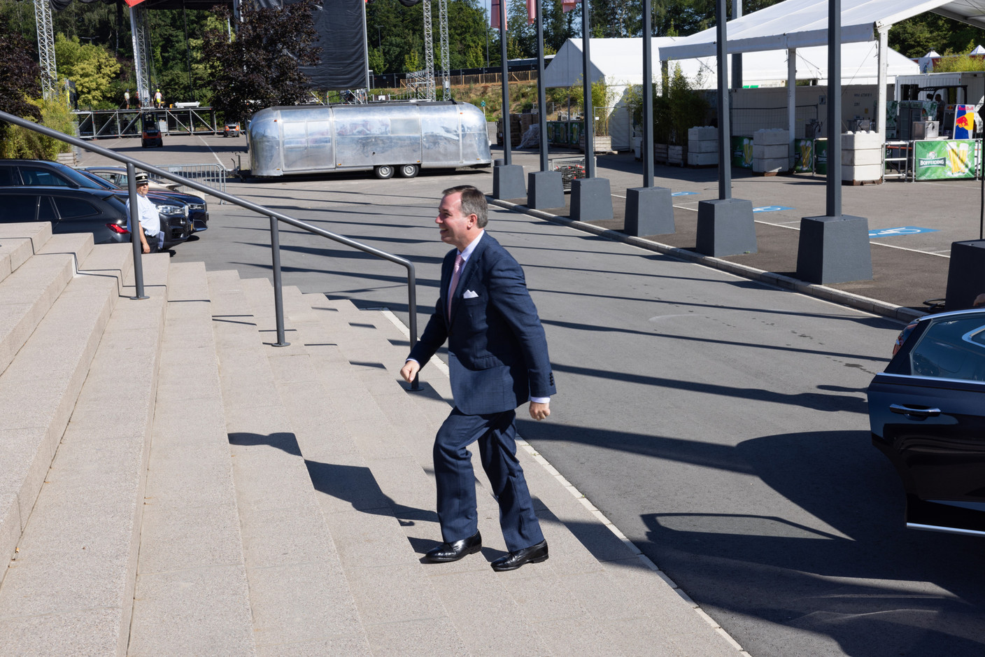 Crown Prince Guillaume makes his entrance at the Nexus 2050 technology conference, held at Luxexpo, 26 June 2024. Photos: Eva Krins, Marie Russillo and Romain Gamba