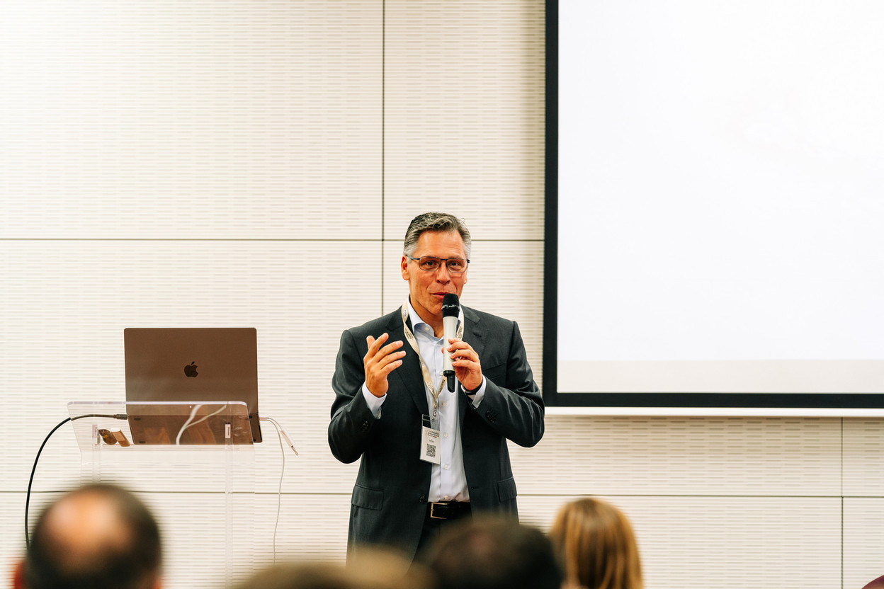 Luc Rasschaert, CEO of Wealins, speaking at the Wealth Insurance Forum, 22 September 2023. Photo: Wealins