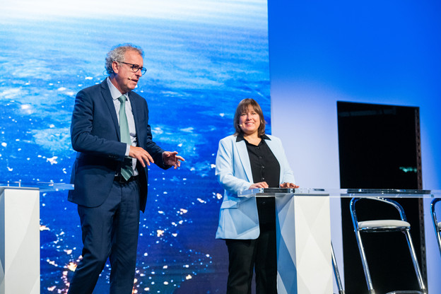 Lors de la conférence de l’Alfi, Pierre Gramegna et Corinne Lamesch ont relevé une opportunité à saisir pour les fonds: le futur produit paneuropéen de pension. (Photo: Keven Erickson)