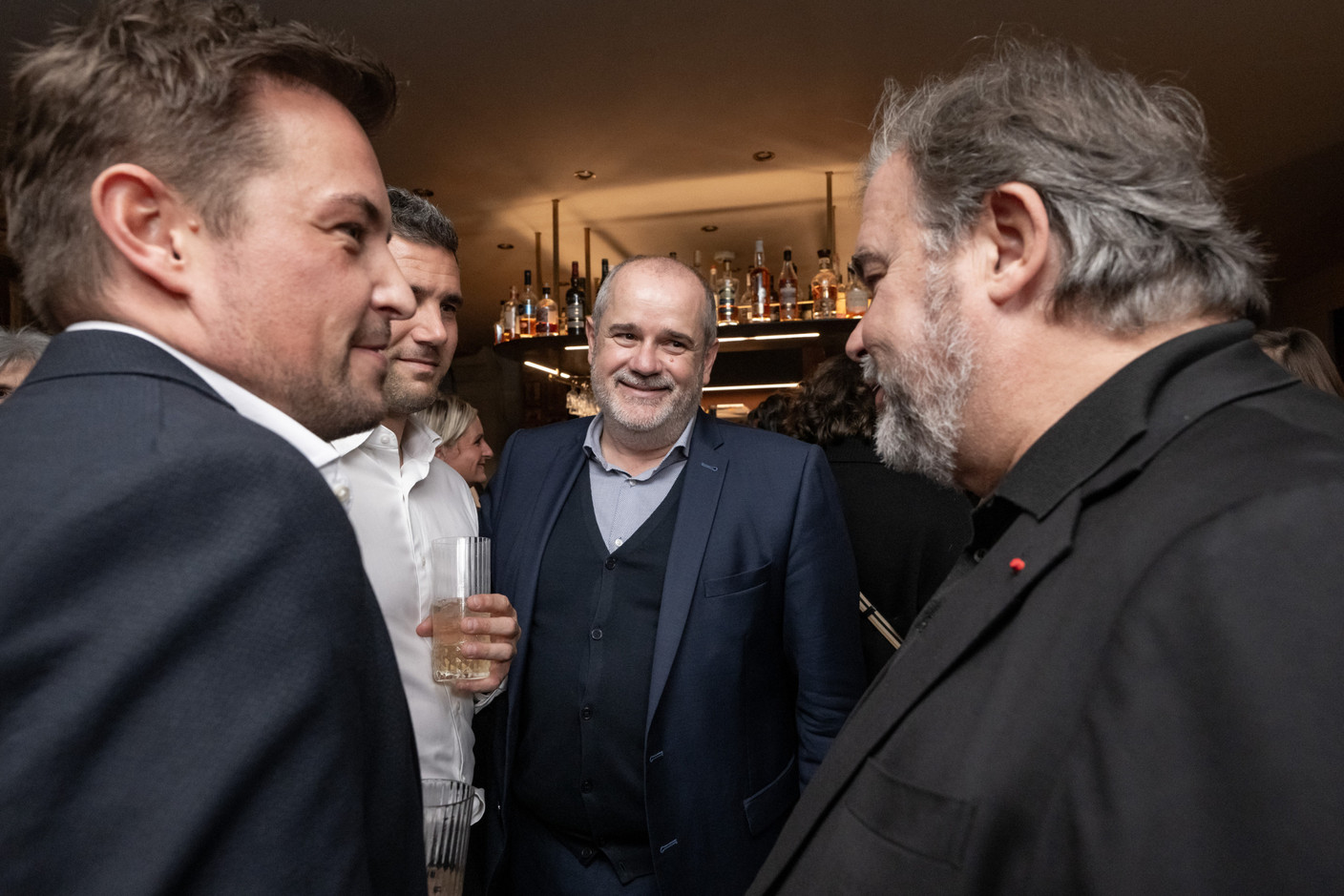 Stéphane Cambou (centre) with Pierre Hermé (right) and their guests. Photo: Nader Ghavami