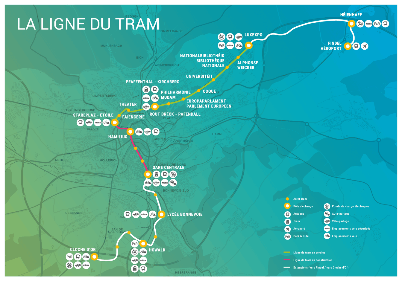 Le réseau de tram devrait à terme relier l’aéroport à la Cloche d’Or en passant par le centre de la ville. (Photo: Luxtram)