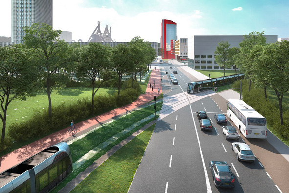 The light rail system is one of the cornerstones of the country’s transport strategy. With a planned journey time of 40 to 44 minutes between Cloche d’Or and Belval, it is set to handle part of the daily passenger flow between the Grand Duchy’s two main employment areas. Photo: Transports publics