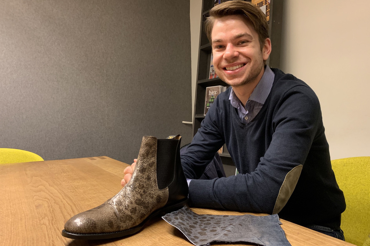 Étudiant en psychologie à l’Uni, Filip Westerlund lancera les trois premières collections de ses chaussures «responsables» en mars. (Photo: Paperjam)