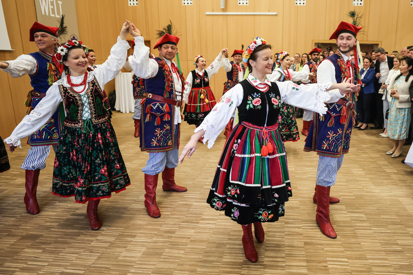 Dancers dressed in traditional Polish outfits at the 3rd May Constitution Day event. Photo: Guy Wolff/Maison Moderne