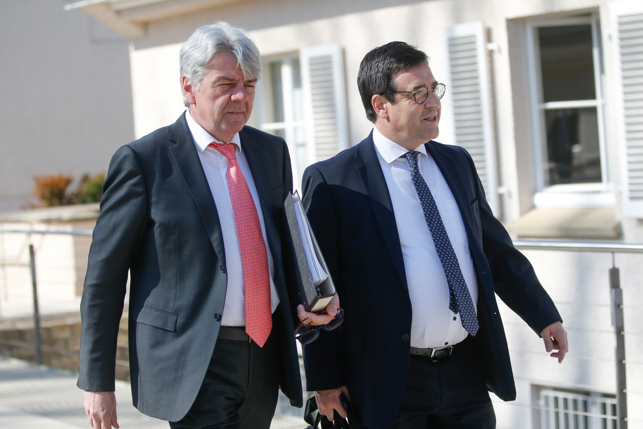 CGFP president Romain Wolff (l.) and secretary general Steve Heiliger pictured earlier this year. The CGFP in December 2022 concluded a salary hike agreement with the government, which was approved by parliament on 22 March. Library photo: Guy Wolff/Maison Moderne