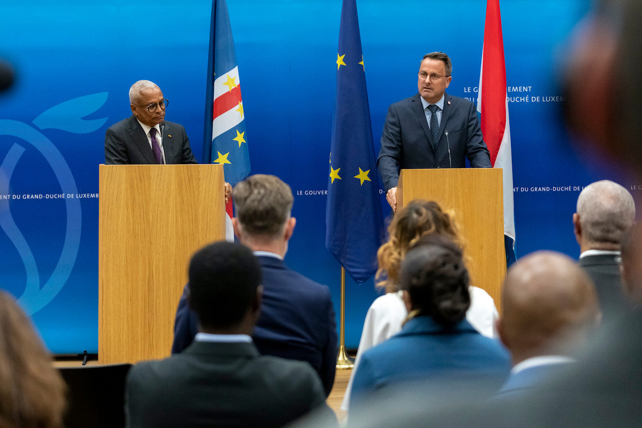 Cape Verde’s president José Maria Pereira Neves (l.) pictured with prime minister Xavier Bettel during a visit to Luxembourg on 24 May 2023. Photo: SIP / Emmanuel Claude