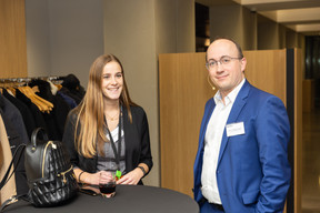 Chloé Gonzalez from Bank J. Safra Sarasin and Jean-Philippe Peters, partner at Deloitte Luxembourg, at Deloitte Luxembourg's Banking 360 conference on 24 January 2023. Romain Gamba/Maison Moderne