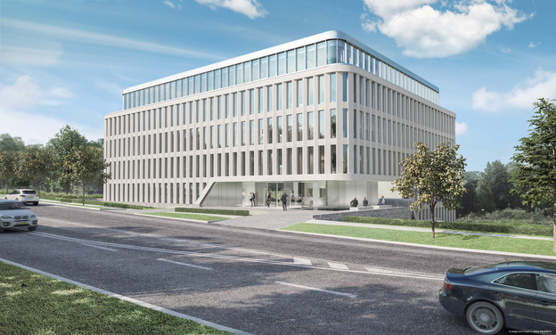 C’est le long de la route d’Esch, à Luxembourg, que l’immeuble Prism sera construit. (Illustration : Eaglestone-Assar Architects)