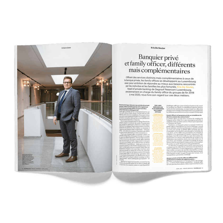 Interview avec Kris de Souter, head of private banking de Degroof Petercam Luxembourg. (Photo: Romain Gamba / Maison Moderne)