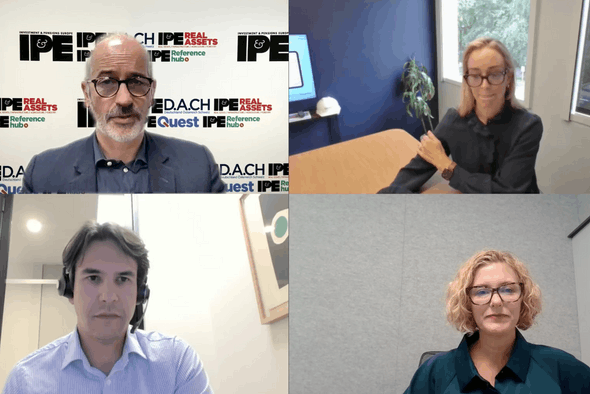 Beyond physical infrastructure, corporate direct lenders are assessing how AI could disrupt middle-market borrowers. Speaking during a Nuveen-sponsored IPE webcast on 30 September 2026, Marcus Maier-Krug (bottom left), partner and co-head of portfolio management at Arcmont Asset Management, cautioned against assuming that software businesses face an immediate threat to their survival. Screenshot from the webcast