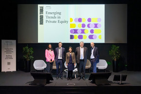 Aïssata Coulibaly (Deloitte), Dragoni Davide (BNP Paribas), Miao Wang (A&O Shearman), Emmanuel Rogy (Cube Infrastructure Managers) and Sylvain Barette (Maison Moderne) at the “Emerging Trends in Private Equity” roundtable, held at Deloitte, 5 March 2025. Photo: Pancake! Photographie / Studion Photography