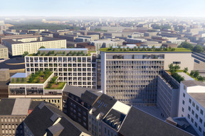 Vue des façades donnant sur la cour en intérieur d’îlot. (Illustration : Vize)