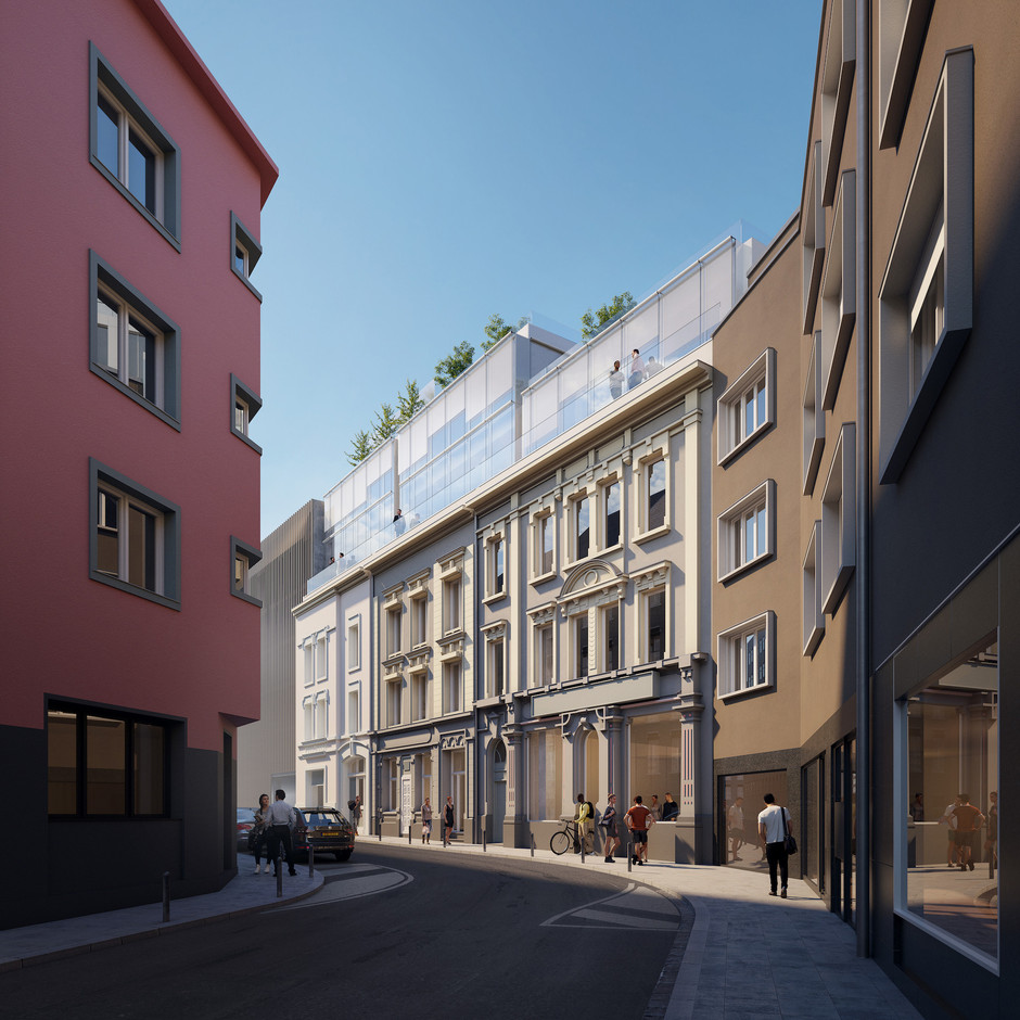 Vue de l’extension au-dessus des petits immeubles de rapport anciens. (Illustration : Vize)