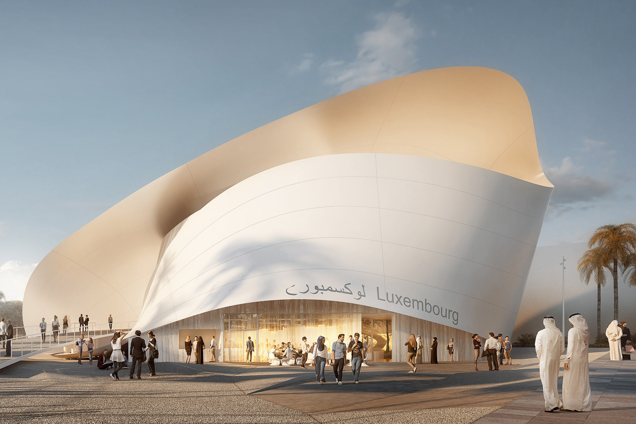 Le pavillon luxembourgeois reprend la forme du ruban de Möbius. (Visuel: Metaform Architects)