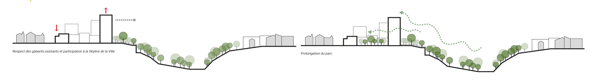 Coupes longitudinales (Illustration: Metaform Architects/CityTools/Agence Babylone)