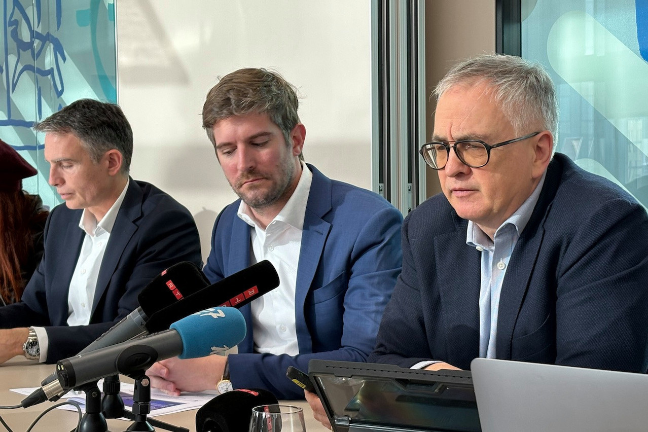 Luxembourg Bankers’ Association (ABBL) CEO Jerry Gbric, Max Didier, president of the developers' section of the Chambre immobilière (Luxembourg’s chamber of estate agents), and its spokesman Jean-Paul Scheuren expressed confidence during a press conference, 21 January 2025. Photo: Maison Moderne