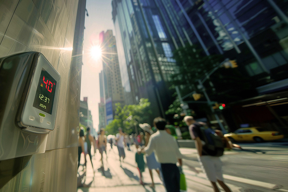 Densely built-up city centres suffer particularly from extreme heat. Image: AI-generated image