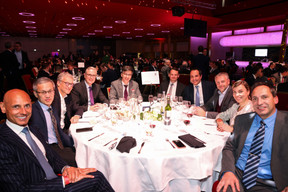 Luca Derlin (Deutsche Bank), Baokun Li (China Everbright Bank Luxembourg Branch), Cliff Konsbruck (Post Technologies), Frank Rückbrodt (Deutsche Bank), Alain Kunnen (Satisco), Arnaud Clément (BGL BNP Paribas), Eric Soubry (Nomura Bank), Igor Leone (European Investment Bank), Valeria Leone (Swissquote Bank Europe) and Patrick Luc (Satisco) at the 2023 Finance Awards, which took place on Tuesday 21 November 2023 at Casino 2000 in Mondorf. Photo: Eva Krins and Marie Russillo/Maison Moderne