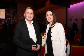 Thierry Labro (Paperjam) and Biba Homsy (Homsy Legal) at the 2023 Finance Awards, which took place on Tuesday 21 November 2023 at Casino 2000 in Mondorf. Photo: Eva Krins and Marie Russillo/Maison Moderne