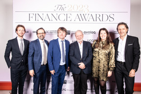 Christophe Renaudin on the left, Stephane Hadet in the middle and Nathalie Campello (Dentons Luxembourg) on the right at the 2023 Finance Awards, which took place on Tuesday 21 November 2023 at Casino 2000 in Mondorf. Photo: Eva Krins and Marie Russillo/Maison Moderne