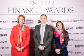Myriam Sibenaler, Jerry Grbic and Sarah Odru (ABBL) at the 2023 Finance Awards, which took place on Tuesday 21 November 2023 at Casino 2000 in Mondorf. Photo: Eva Krins and Marie Russillo/Maison Moderne