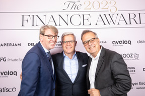 Matt Moran, Peter Coopmans (PWC) and Jean François Collin (KMC) at the 2023 Finance Awards, which took place on Tuesday 21 November 2023 at Casino 2000 in Mondorf. Photo: Eva Krins and Marie Russillo/Maison Moderne