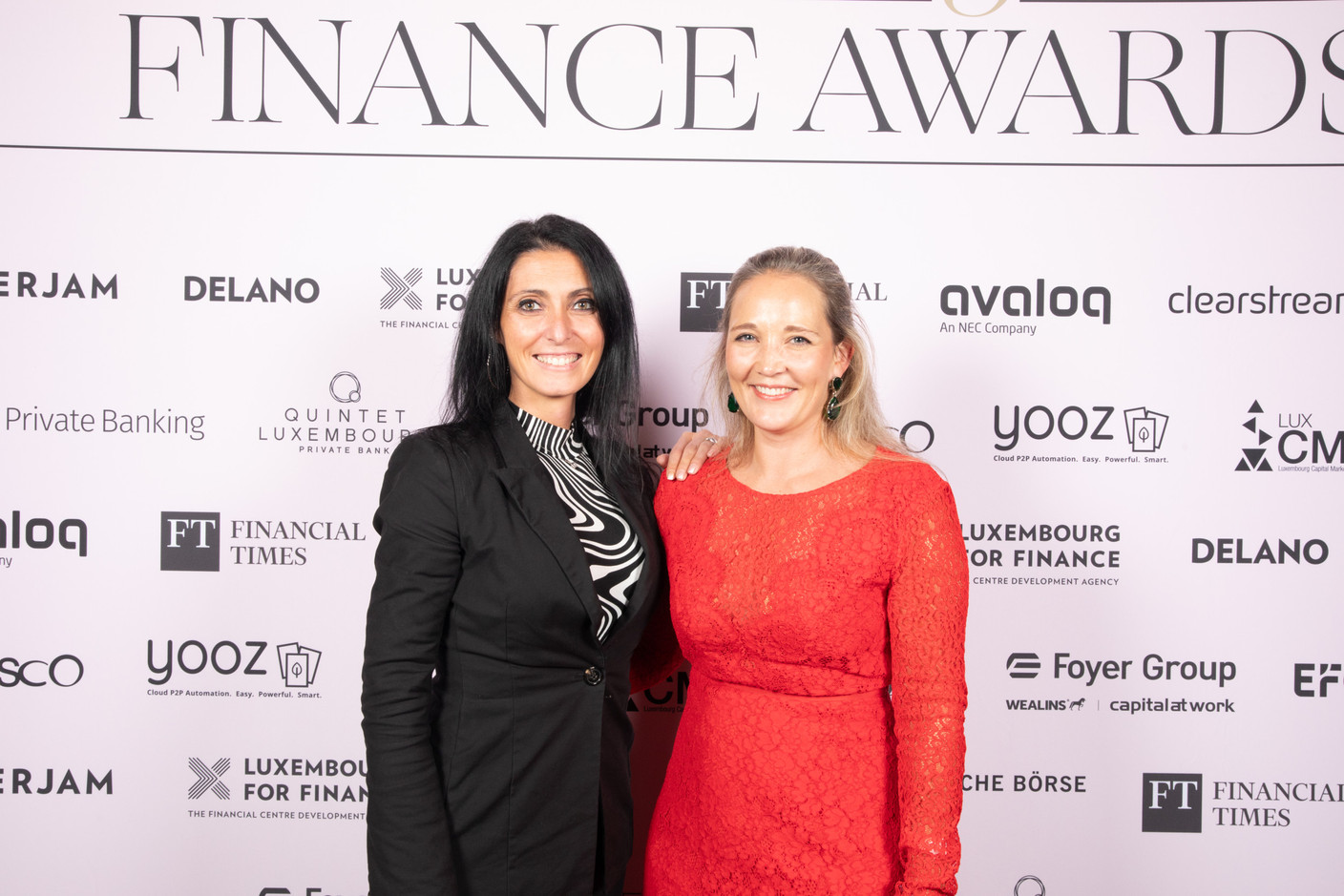 Gaëlle Attardo (LuxCMA) and Cathrine Foldberg Møller (Simmons & Simmons) at the 2023 Finance Awards, which took place on Tuesday 21 November 2023 at Casino 2000 in Mondorf. Photo: Eva Krins and Marie Russillo/Maison Moderne