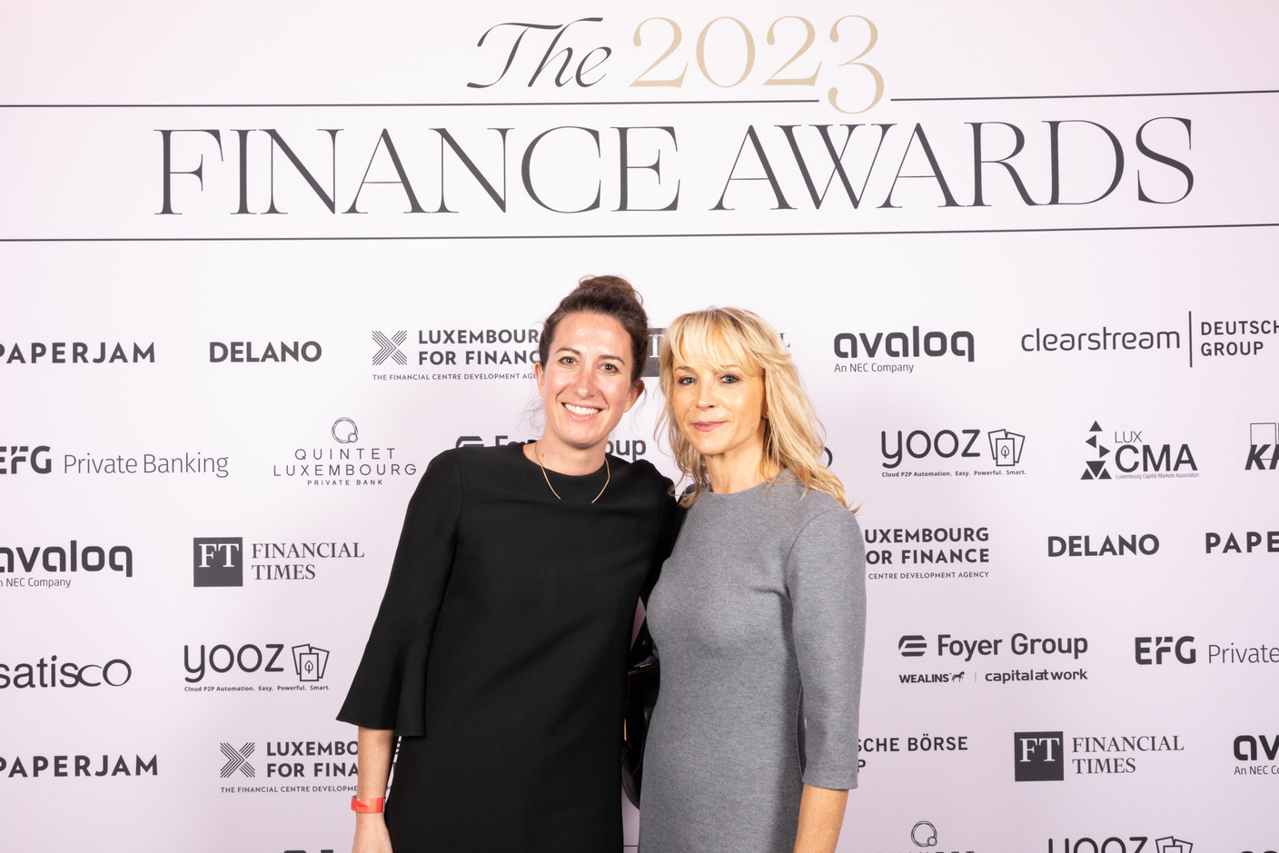 Catherine Pogorzelski (DLA Piper) and Catherine Rueckel (PWC) at the 2023 Finance Awards, which took place on Tuesday 21 November 2023 at Casino 2000 in Mondorf. Photo: Eva Krins and Marie Russillo/Maison Moderne