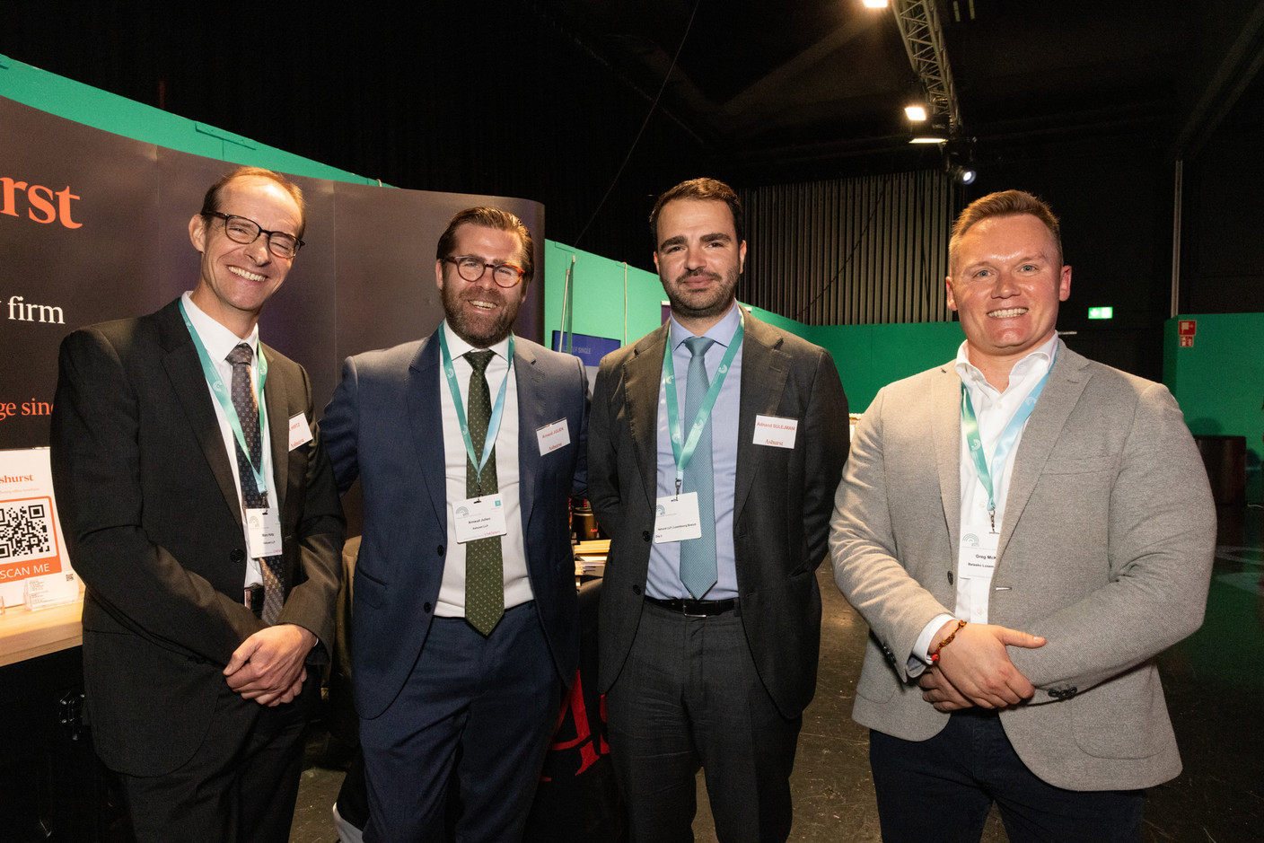 Marc Hirtz (Ashurst), Arnaud Julien (Ashurst), Adnand Sulejmani (Ashurst) and Greg McKenzie (Belasko) at the Alfi private assets conference at Luxexpo The Box, 26 September 2024. Photo: Eva Krins/Maison Moderne