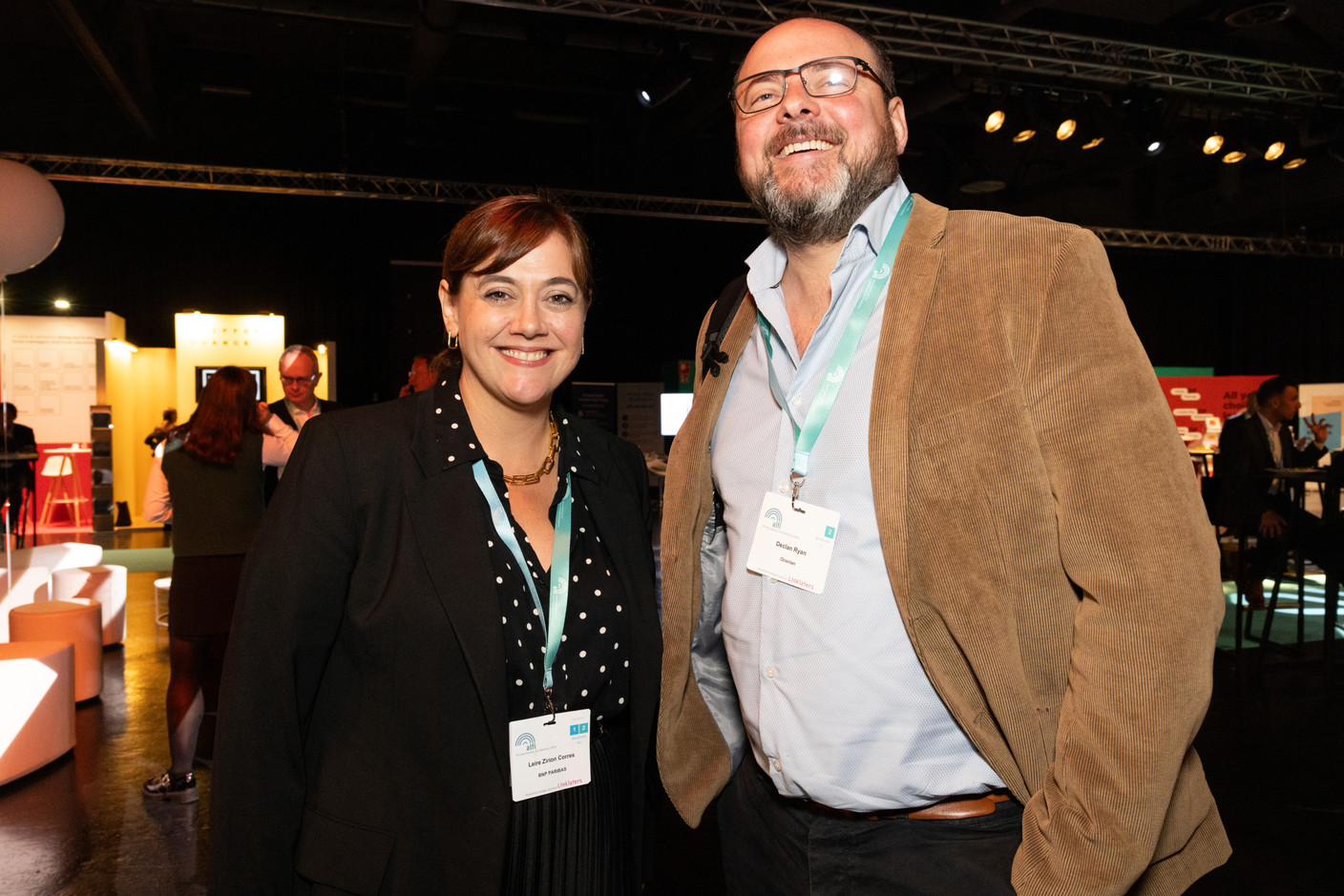 Leire Zirion Corres (BNP Paribas) and Declan Ryan (Ocorian) at the Alfi private assets conference at Luxexpo The Box, 26 September 2024. Photo: Eva Krins/Maison Moderne