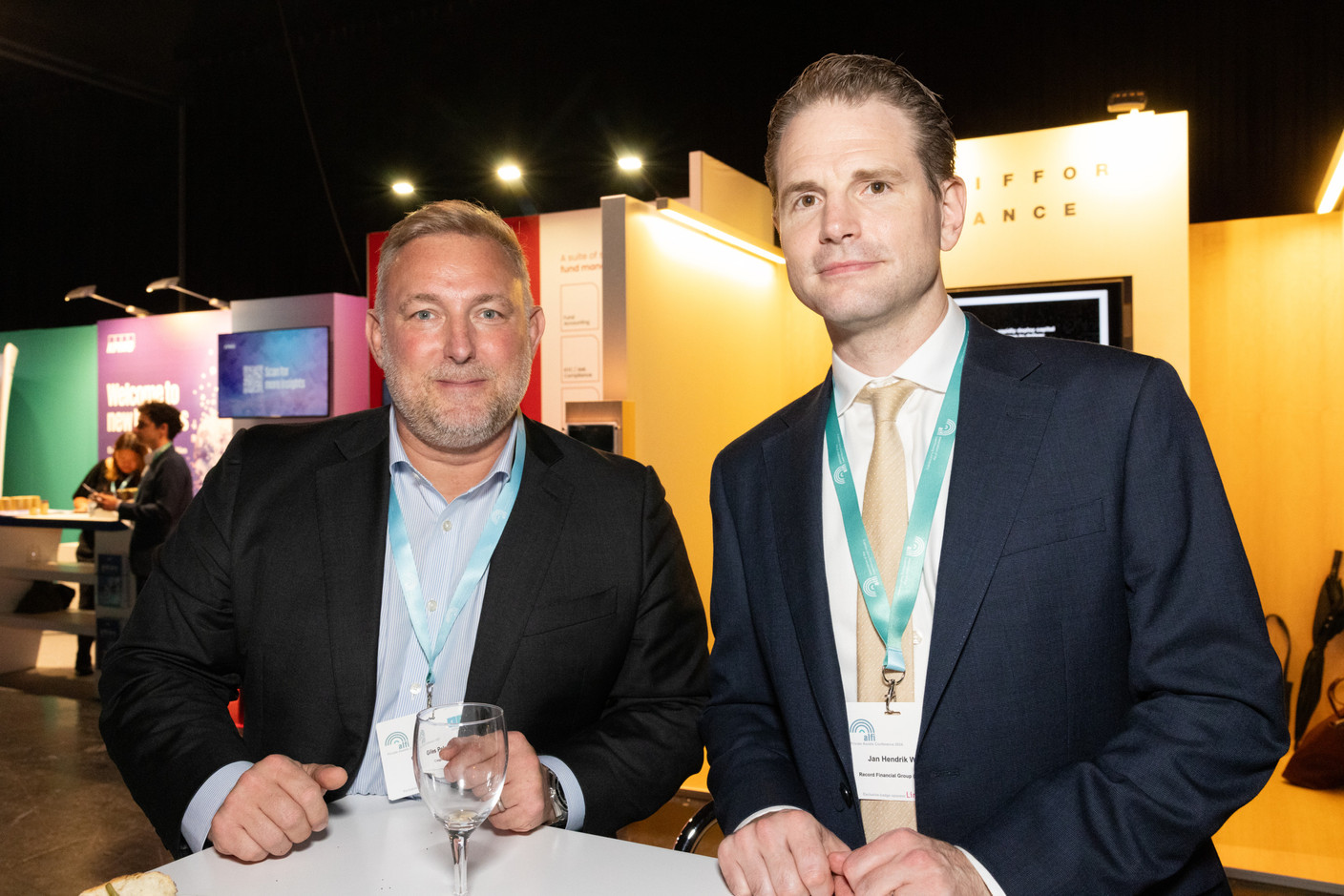 Gilles Pelosato (Cognaize) and Jan Hendrik Witte (Record Financial Group) at the Alfi private assets conference at Luxexpo The Box, 26 September 2024. Photo: Eva Krins/Maison Moderne