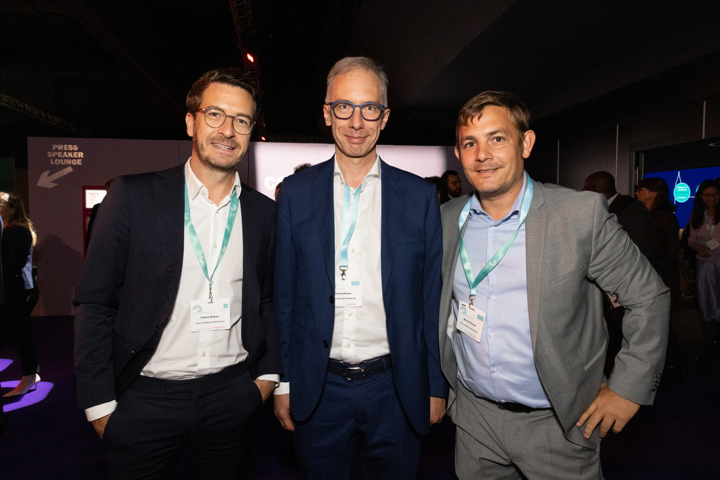 Patrick Basner (Union Investment Luxembourg SA), Paul Hoffmann (Attrax Financial Services SA) and Michael Richter (Union Investment Luxembourg SA) at the Alfi private assets conference at Luxexpo The Box, 26 September 2024. Photo: Eva Krins/Maison Moderne