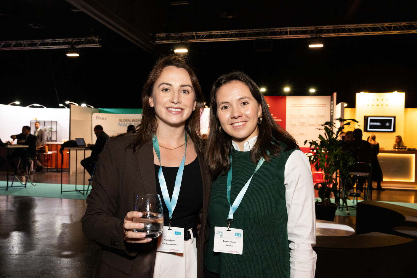 Niamh Byrne (Zodia Custody Limited) and Sophie Rogers (Euroclear) at the Alfi private assets conference at Luxexpo The Box, 26 September 2024. Photo: Eva Krins/Maison Moderne