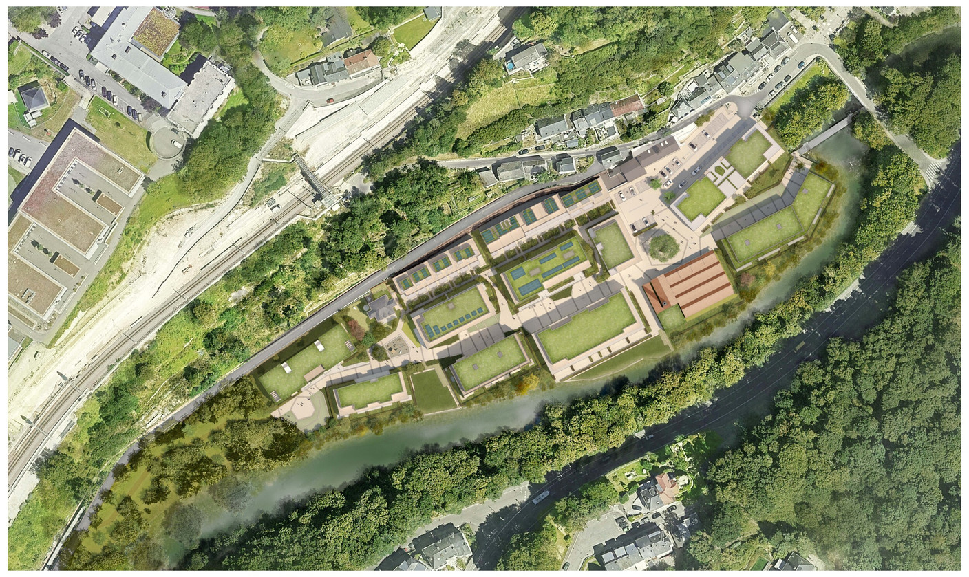 The path running alongside the Alzette acts as a backbone, linking neighbourhoods and making it easier to get about on a daily basis as well as for leisure activities.  (Photo: Immobel)