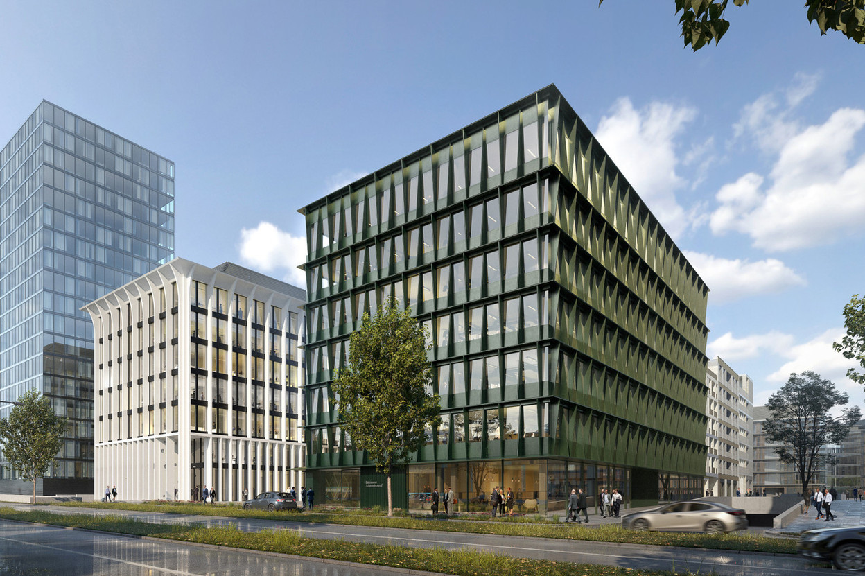 The six-storey Emerald building is named for its green façade. Illustration: Grossfeld