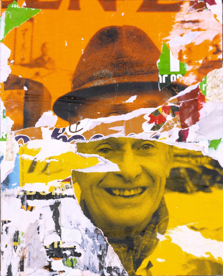 Jacques Villeglé,  Opération quimpéroise ­– Le Quartier , 2006 Affiches lacérées marouflées sur toile, 41 x 33 cm, Delphine Courtay, — Stand E14 —, Prix sur demande (Photo: DR)