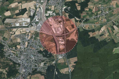 Les travaux sur l’échangeur Dudelange-Burange de l’A13 dureront quatre mois. (Photo: Geoportail)