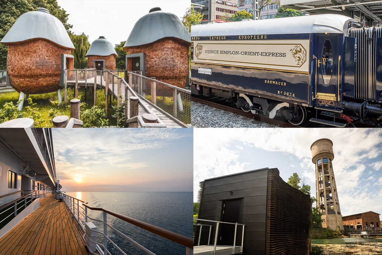 Sur la terre ferme ou en mer, à bord d’un train ou dans un cadre insolite: focus sur quatre tendances touristiques. (Photos: ministère du Tourisme, Shutterstock/Montage: Maison Moderne)