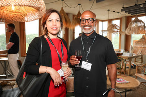 Brenda Colon and Thambo Kasinathan (JP Morgan) at the “Que Calor! Tastes (and sounds) of Latin America” event on 20 June 2024. Photo: Marie Russillo