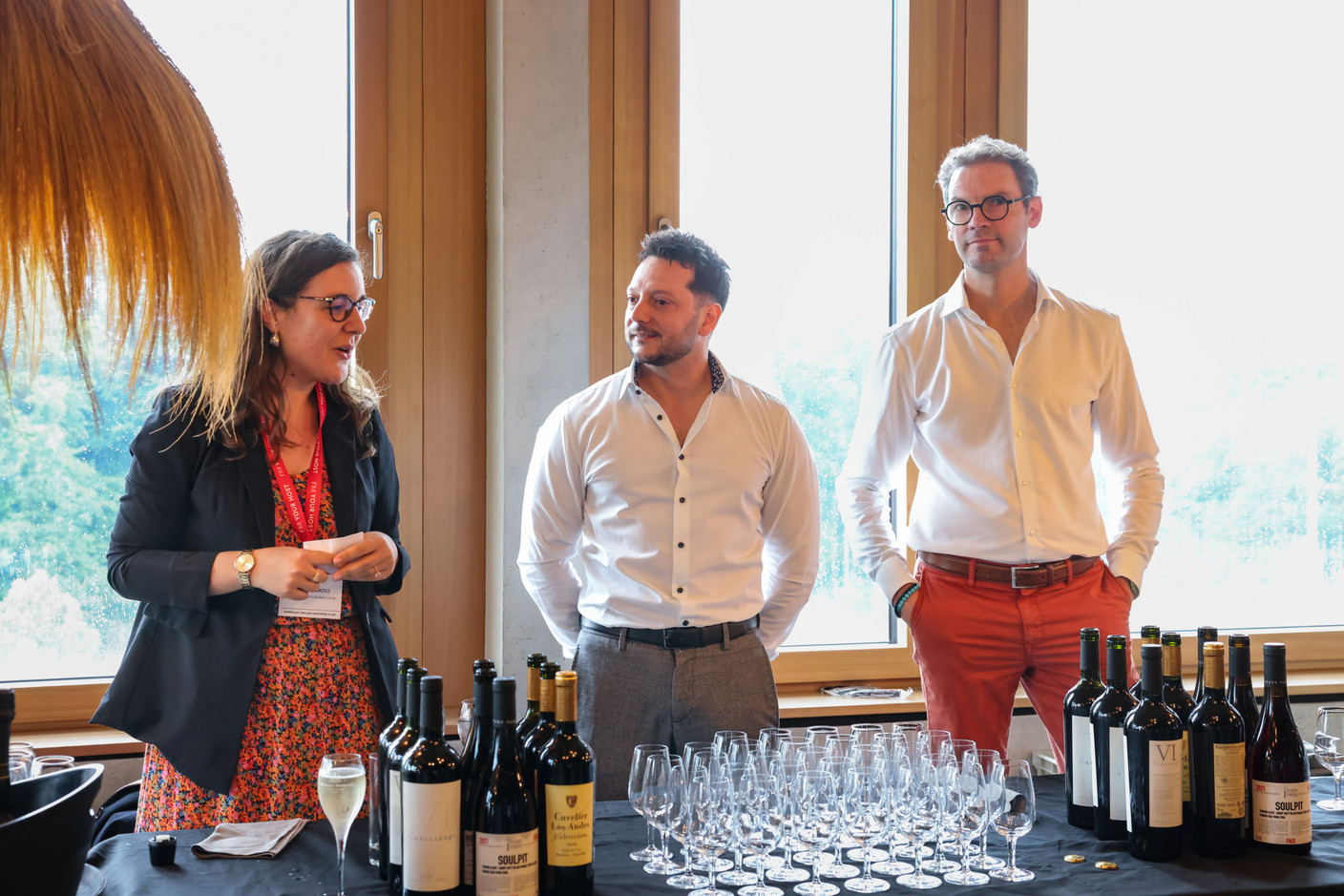 Alessandra Gasso (Paperjam+Delano Business Club), Nello Galzerano and Thomas Cléry (Bernard Massard) at the “Que Calor! Tastes (and sounds) of Latin America” event on 20 June 2024. Photo: Marie Russillo